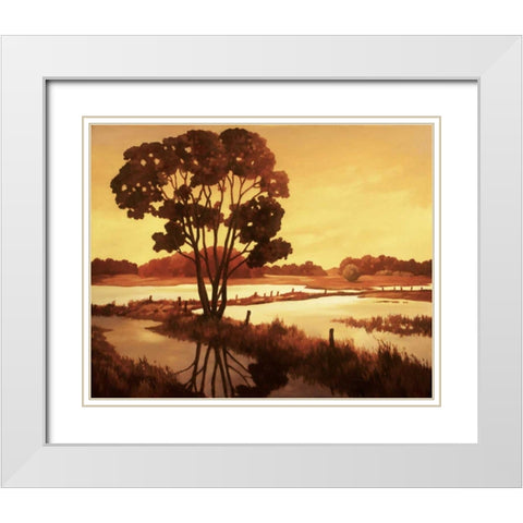 Evening Water II White Modern Wood Framed Art Print with Double Matting by Reynolds, Graham