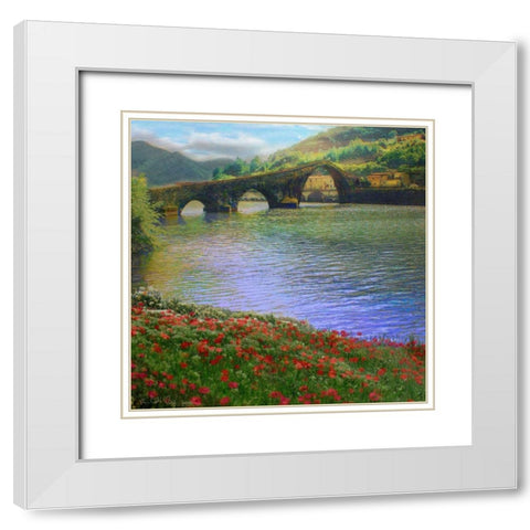 River Bridge White Modern Wood Framed Art Print with Double Matting by Vest, Chris
