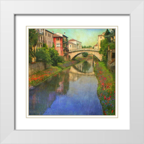 Stream Bridge White Modern Wood Framed Art Print with Double Matting by Vest, Chris
