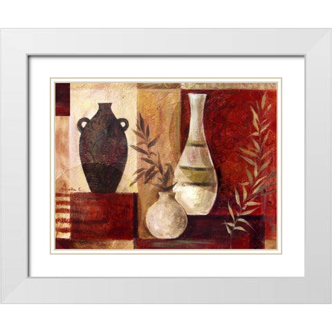 Spice Vases I White Modern Wood Framed Art Print with Double Matting by Cohen, Marietta