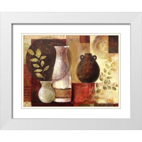 Spice Vases II White Modern Wood Framed Art Print with Double Matting by Cohen, Marietta