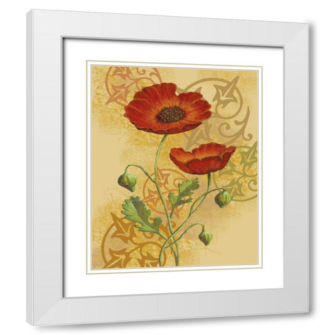 Poppies on Gold II White Modern Wood Framed Art Print with Double Matting by Max, Louise