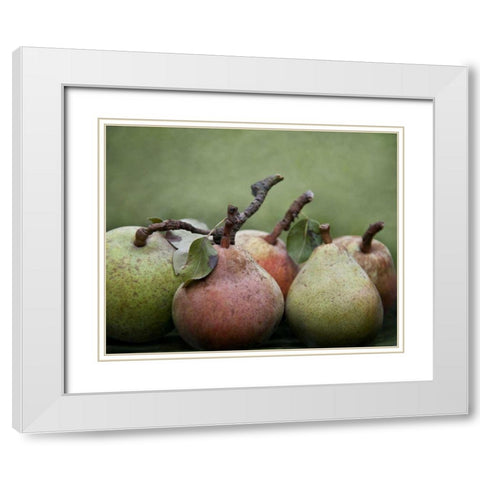 Comice Pears I White Modern Wood Framed Art Print with Double Matting by Perry, Rachel