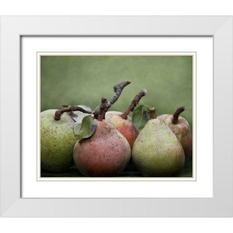 Comice Pears I White Modern Wood Framed Art Print with Double Matting by Perry, Rachel