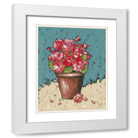 Bright Geraniums White Modern Wood Framed Art Print with Double Matting by Reynolds, Jade