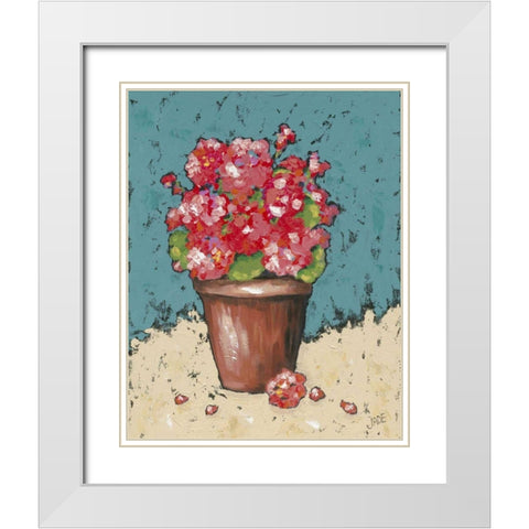 Bright Geraniums White Modern Wood Framed Art Print with Double Matting by Reynolds, Jade