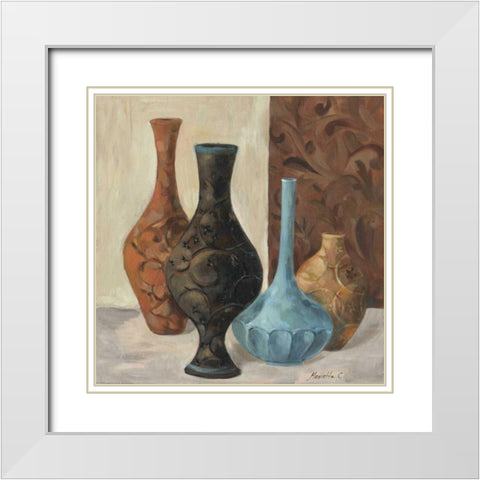 Spa Vases II White Modern Wood Framed Art Print with Double Matting by Cohen, Marietta