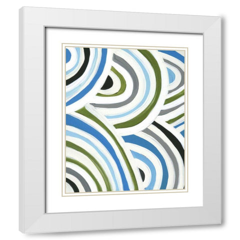 Swirly Bob I White Modern Wood Framed Art Print with Double Matting by Fuchs, Jodi
