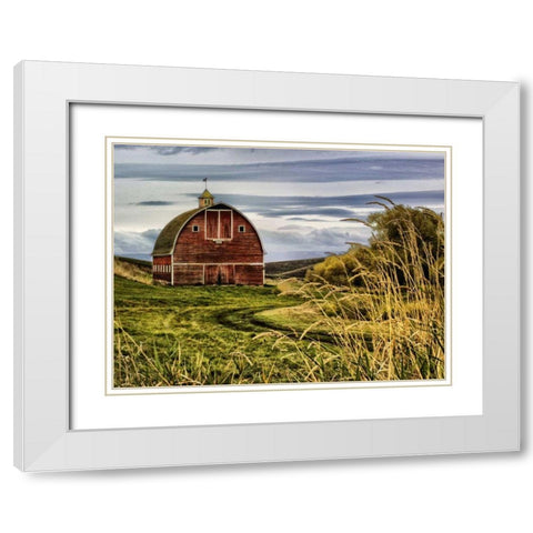 Palouse Barn White Modern Wood Framed Art Print with Double Matting by Chester, Colby