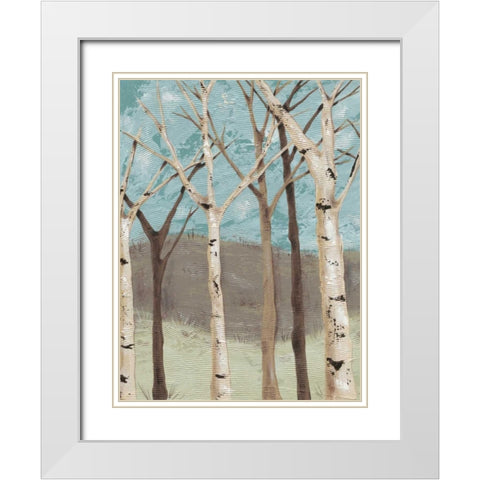 Blue Birches I White Modern Wood Framed Art Print with Double Matting by Reynolds, Jade