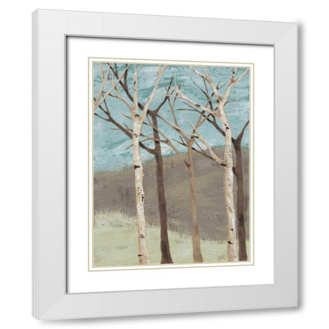 Blue Birches II White Modern Wood Framed Art Print with Double Matting by Reynolds, Jade