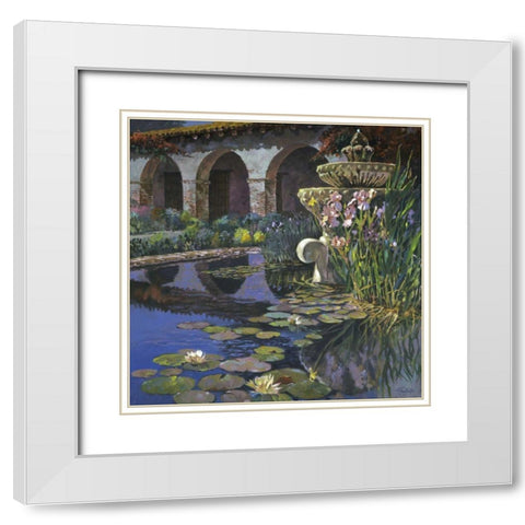 Fountain at San Miguel I White Modern Wood Framed Art Print with Double Matting by Hadfield, Clif