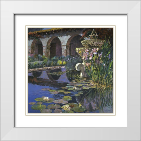 Fountain at San Miguel I White Modern Wood Framed Art Print with Double Matting by Hadfield, Clif