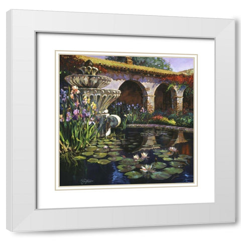 Fountain at San Miguel II White Modern Wood Framed Art Print with Double Matting by Hadfield, Clif
