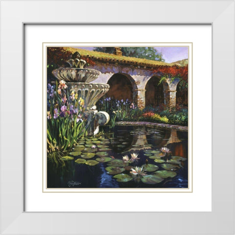 Fountain at San Miguel II White Modern Wood Framed Art Print with Double Matting by Hadfield, Clif