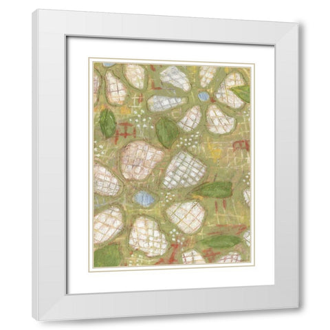 Textured Petals I White Modern Wood Framed Art Print with Double Matting by Deans, Karen