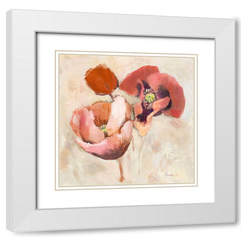 Painted Poppies White Modern Wood Framed Art Print with Double Matting by Cohen, Marietta