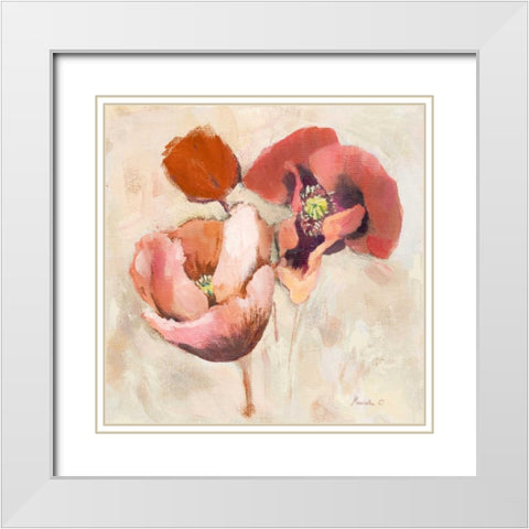 Painted Poppies White Modern Wood Framed Art Print with Double Matting by Cohen, Marietta