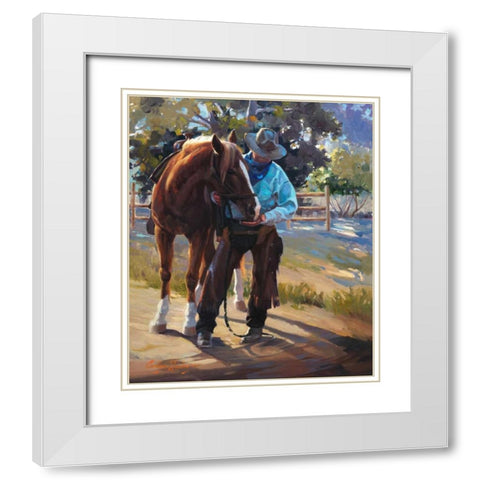 Pardners White Modern Wood Framed Art Print with Double Matting by Hawley, Carolyne