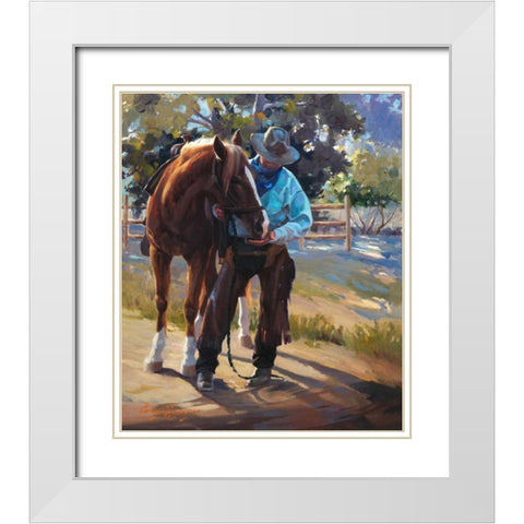 Pardners White Modern Wood Framed Art Print with Double Matting by Hawley, Carolyne