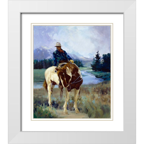 Cold Weather Friends White Modern Wood Framed Art Print with Double Matting by Hawley, Carolyne