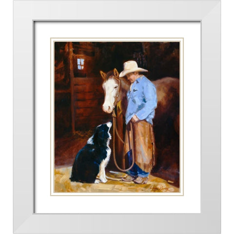 Hey - Buddy White Modern Wood Framed Art Print with Double Matting by Hawley, Carolyne
