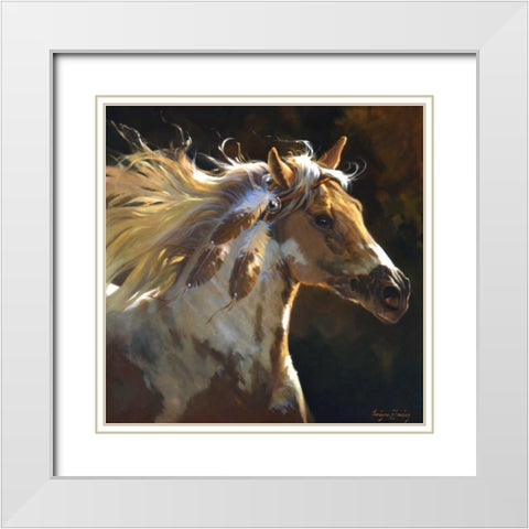 Spirit Horse White Modern Wood Framed Art Print with Double Matting by Hawley, Carolyne
