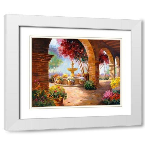 Primavera White Modern Wood Framed Art Print with Double Matting by Hawley, Carolyne