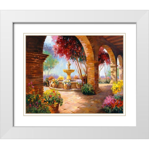 Primavera White Modern Wood Framed Art Print with Double Matting by Hawley, Carolyne