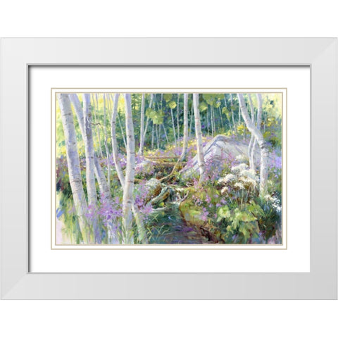 Aspen Glade White Modern Wood Framed Art Print with Double Matting by Pollard, Julie G.