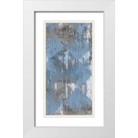 Harlequin Blue II White Modern Wood Framed Art Print with Double Matting by Roll, Dlynn