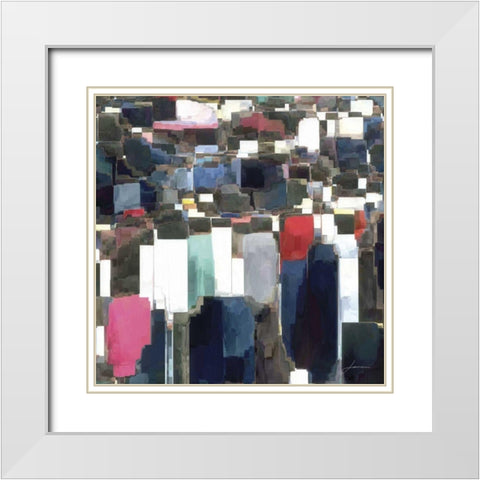 Building Block Tile I White Modern Wood Framed Art Print with Double Matting by Burghardt, James