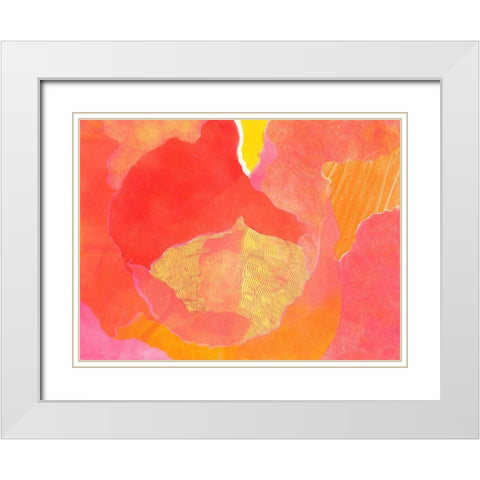 Cabbage Rose II White Modern Wood Framed Art Print with Double Matting by Roth, Carolyn