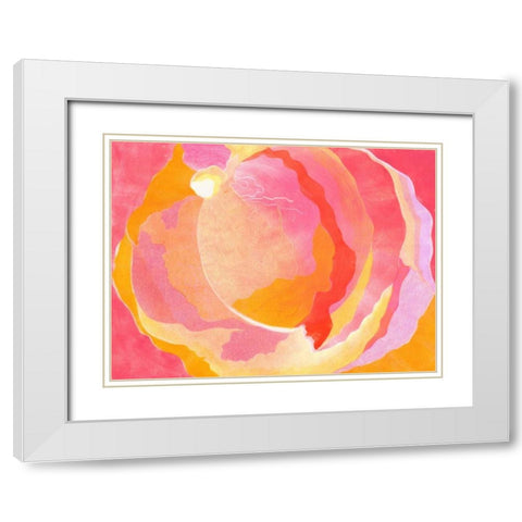 Cabbage Rose III White Modern Wood Framed Art Print with Double Matting by Roth, Carolyn