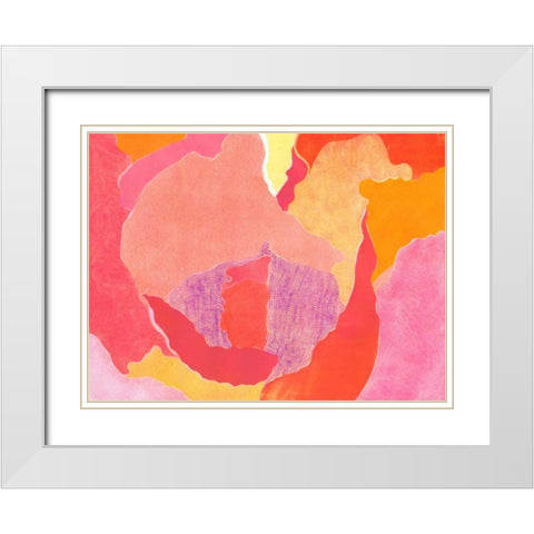 Cabbage Rose IV White Modern Wood Framed Art Print with Double Matting by Roth, Carolyn