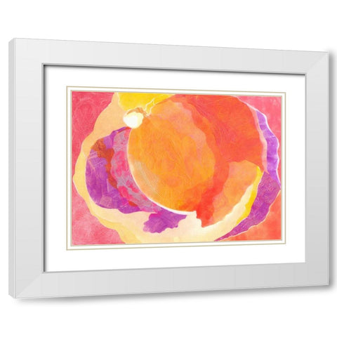 Cabbage Rose V White Modern Wood Framed Art Print with Double Matting by Roth, Carolyn