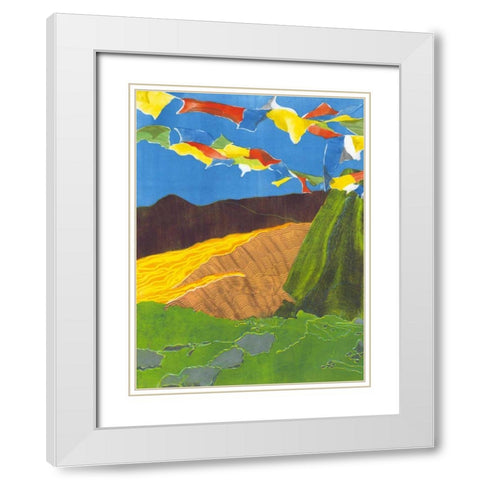 Prayer Flags I White Modern Wood Framed Art Print with Double Matting by Roth, Carolyn