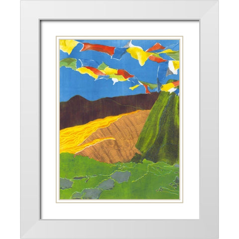 Prayer Flags I White Modern Wood Framed Art Print with Double Matting by Roth, Carolyn