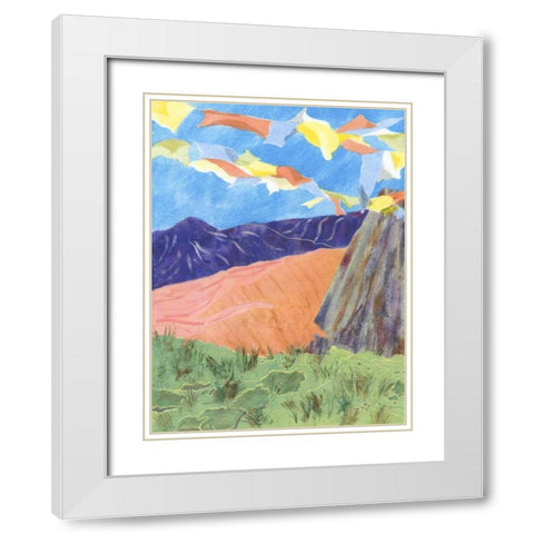 Prayer Flags V White Modern Wood Framed Art Print with Double Matting by Roth, Carolyn