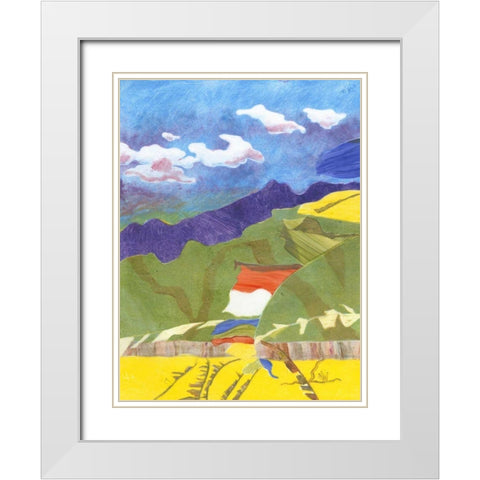 Prayer Flags VI White Modern Wood Framed Art Print with Double Matting by Roth, Carolyn