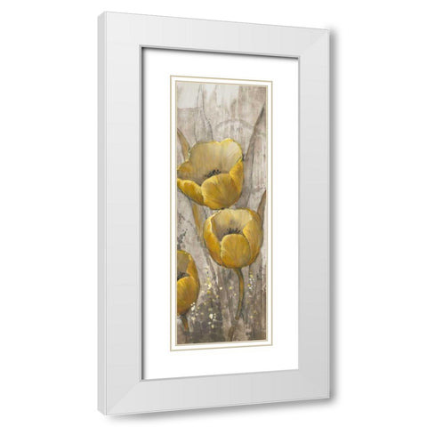 Ochre Tulips I White Modern Wood Framed Art Print with Double Matting by OToole, Tim