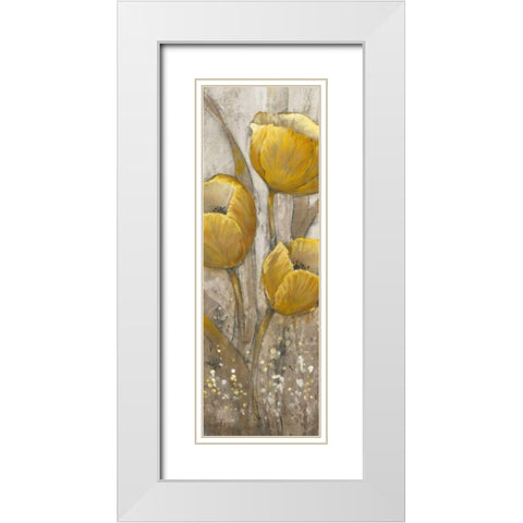 Ochre Tulips II White Modern Wood Framed Art Print with Double Matting by OToole, Tim