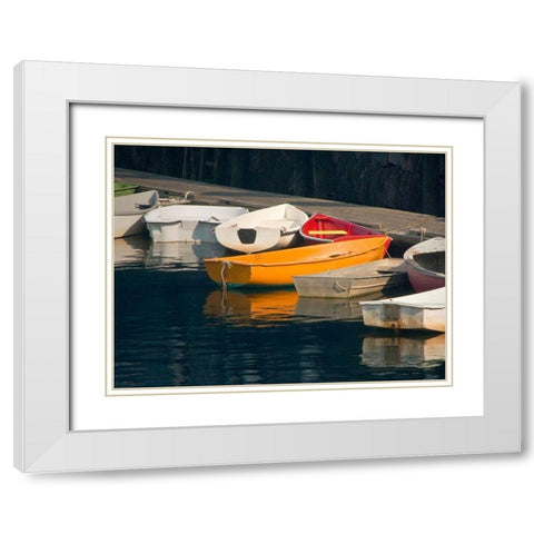 Row Boats I White Modern Wood Framed Art Print with Double Matting by Perry, Rachel