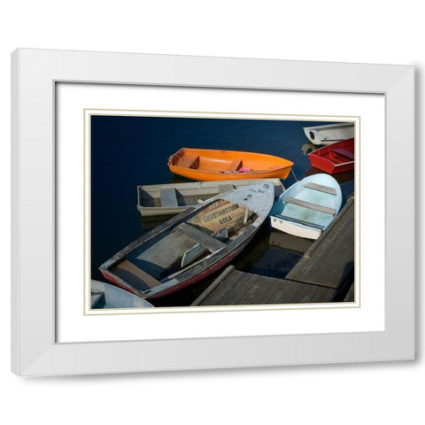 Row Boats II White Modern Wood Framed Art Print with Double Matting by Perry, Rachel