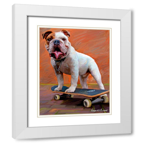 Bull Dog Nose Grind White Modern Wood Framed Art Print with Double Matting by McClintock, Robert