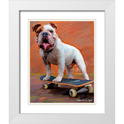 Bull Dog Nose Grind White Modern Wood Framed Art Print with Double Matting by McClintock, Robert
