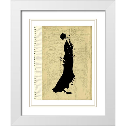 Flapper Fashion II White Modern Wood Framed Art Print with Double Matting by Della-Piana, Elissa
