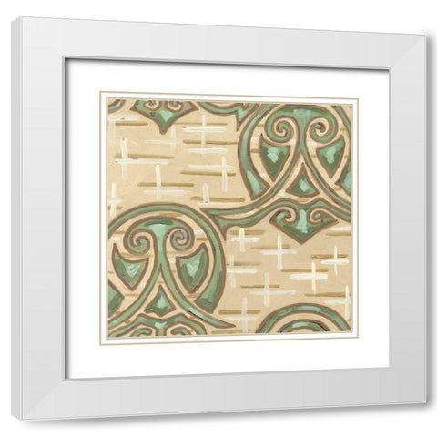 Cleo Aqua IV White Modern Wood Framed Art Print with Double Matting by Deans, Karen