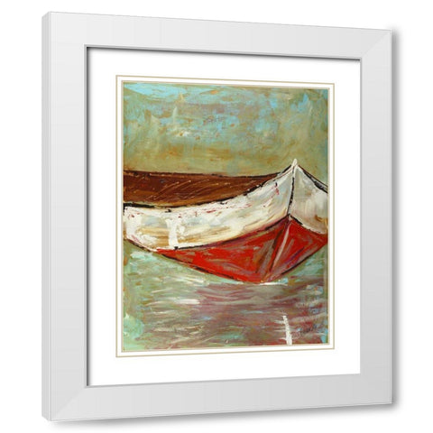 Canoe I White Modern Wood Framed Art Print with Double Matting by Hebert, Deann