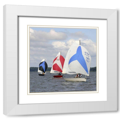 Water Racing I White Modern Wood Framed Art Print with Double Matting by Project, A.
